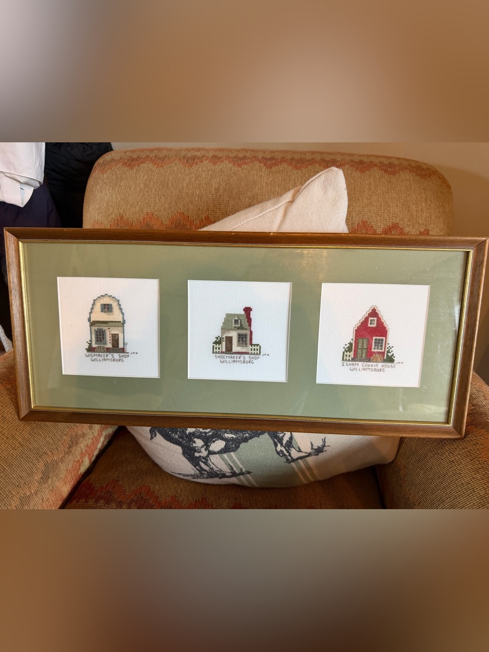 Vintage Cross Stitch Williamsburg, Virginia Wigmaker Shoemaker I. Coddin House